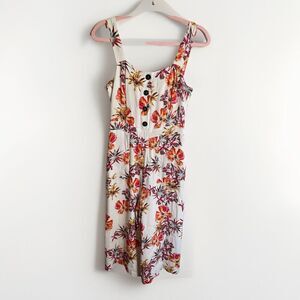 Anthropologie Size S Adelyn Rae Floral Cropped Jumpsuit Pockets Back Cut Outs